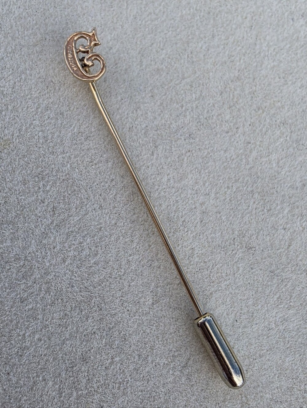 10K Solid Gold Monogram “C” Stick Pin • 0.69g